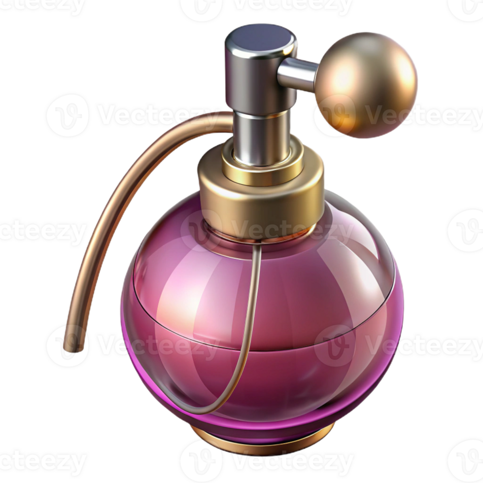 stunning mysterious victorian Photorealistic, ultra-detailed, isolated cutout of a vintage perfume bottle with atomizer with Transparent Background high resolution png