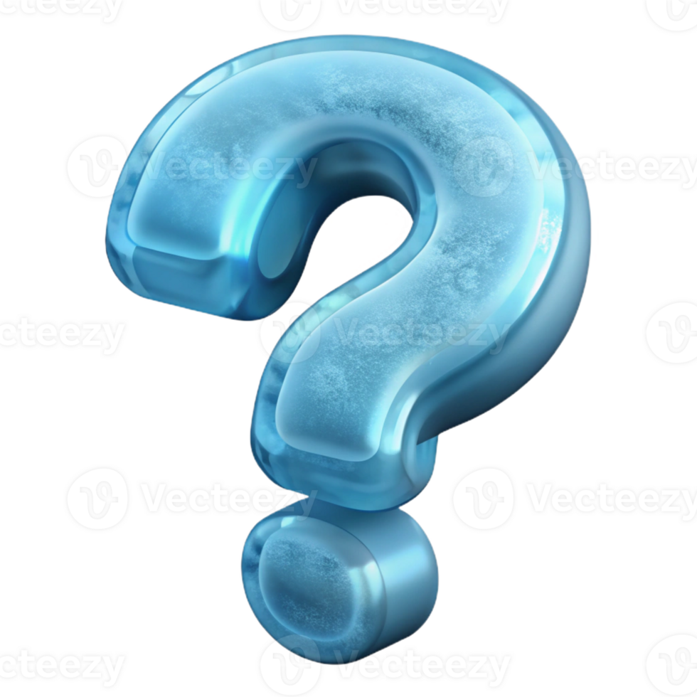 wonderful whimsical mid-century A single question mark, sculpted from ice with Transparent Background high resolution png
