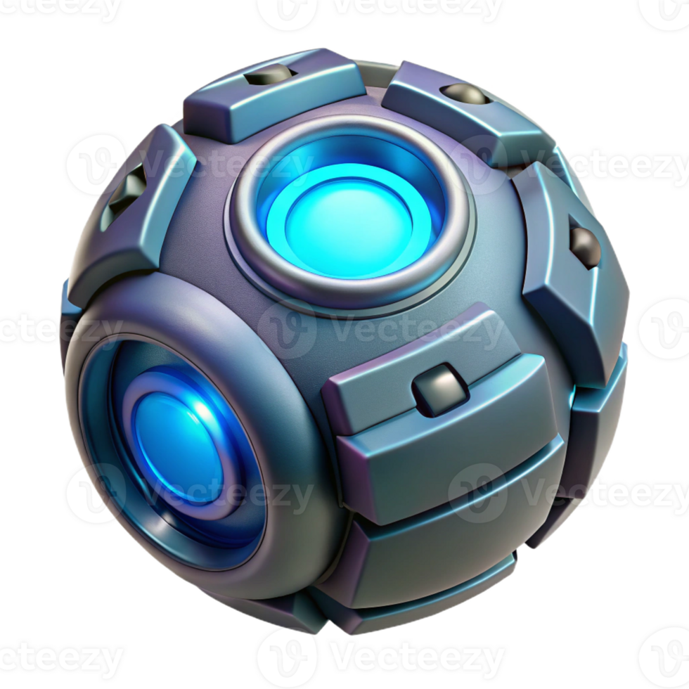 mesmerizing dreamy impressionist Photorealistic, ultra-detailed, isolated cutout, professional render of a single cyberpunk energy cell with glowing core with Transparent Background luxury png
