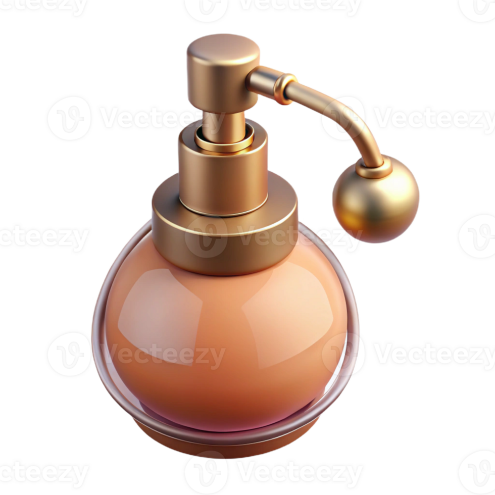 splendid futuristic Concept art style, isolated cutout of a vintage perfume bottle with an atomizer with Transparent Background authentic png