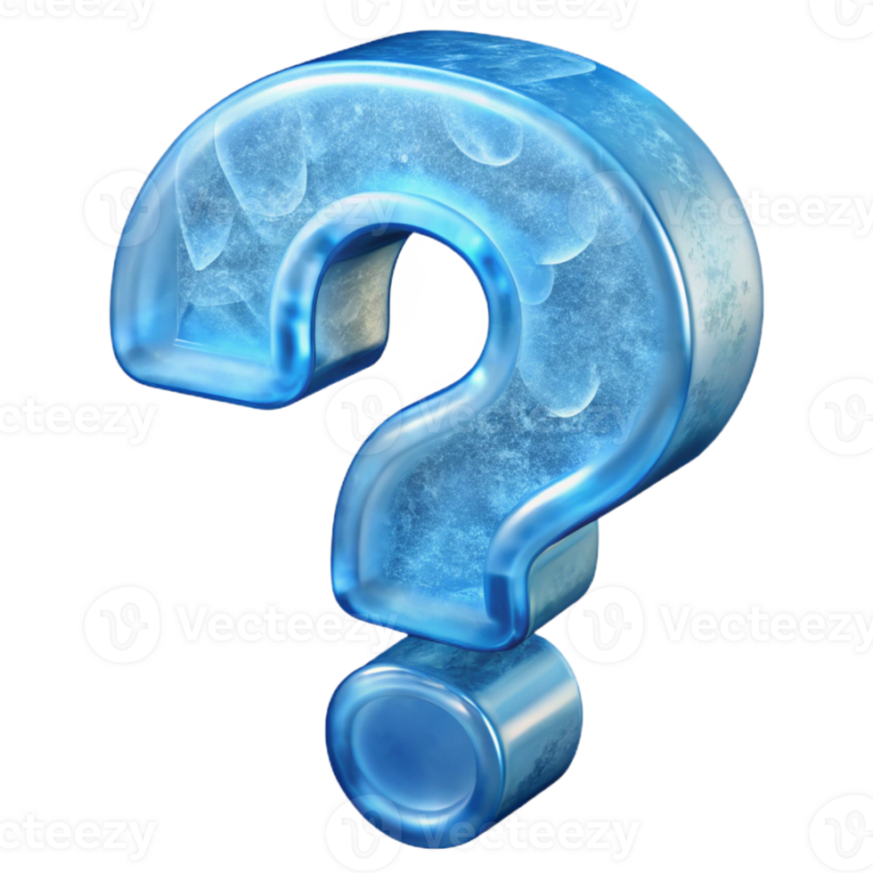 playful impressive A single question mark, sculpted from ice with Transparent Background detailed png