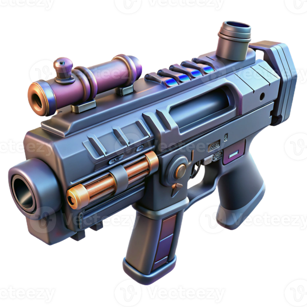 magnífico gótico conceito arte estilo, isolado Cortar fora do uma hiperdetalhado cyberpunk modular arma sistema com intercambiável peças, profissional render com transparente fundo nível superior png