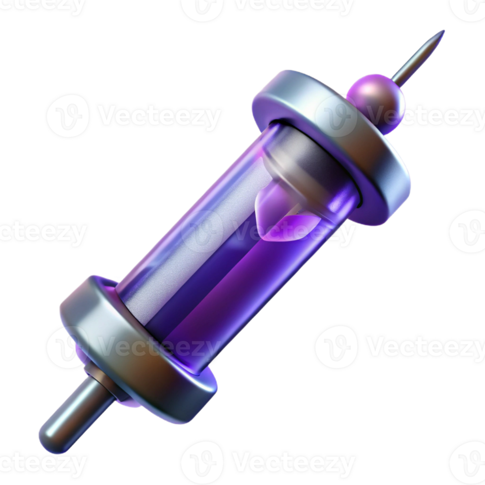 splendid dramatic avant-garde Isolated cutout of a photorealistic, ultra-detailed, professional render of a single cyberpunk syringe filled with nanites with Transparent Background gallery standard png