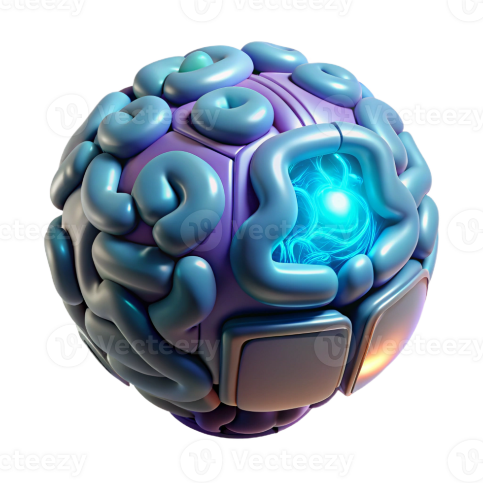 imaculado vanguarda hiperespecífico, conceito arte estilo, isolado recortar, profissional render do uma cyberpunk neural implantar com bioluminescente circuitos com transparente fundo genuíno png