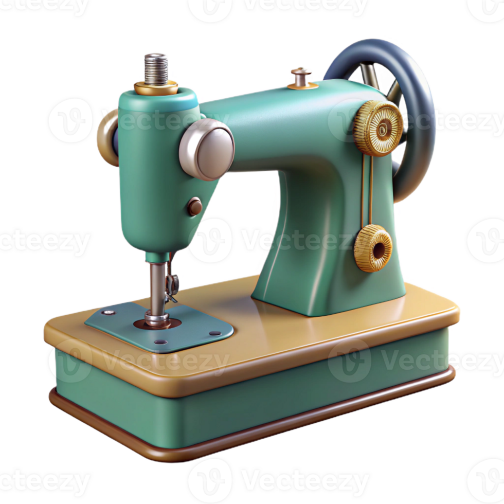 passionate spectacular Professional render of a vintage sewing machine with foot pedal, isolated cutout, hyper-specific with Transparent Background flawless png
