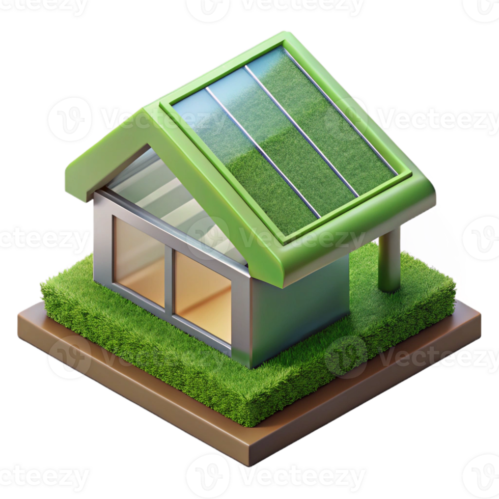 passionate alluring Sustainable green roof section, with Transparent Background high quality png