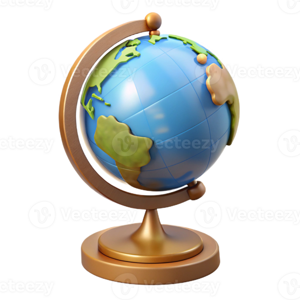 passionate pristine Hyper-specific, photorealistic isolated cutout of a vintage globe with wooden stand with Transparent Background top-tier png