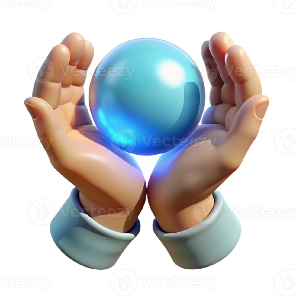 mesmerizing intense renaissance A pair of cupped hands holding a glowing orb of energy with Transparent Background perfect clarity png