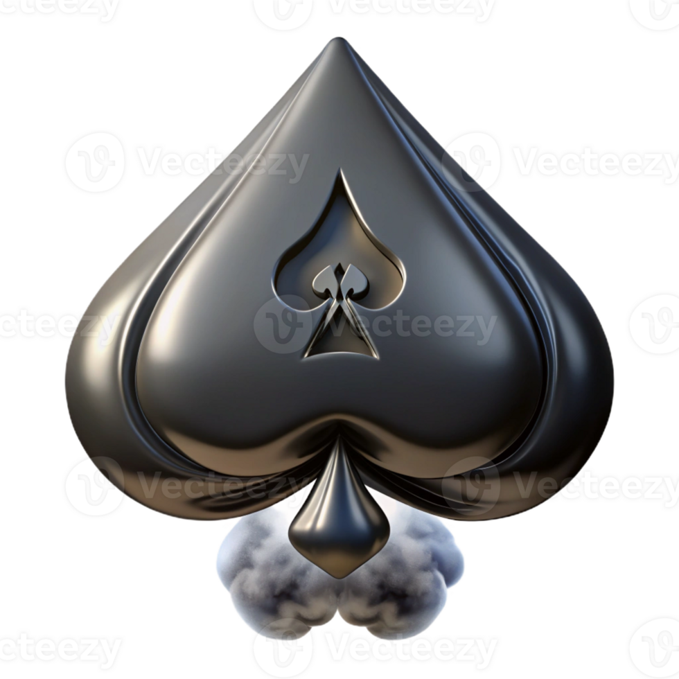 sumptuous inspired A single playing card, the Ace of Spades, made of dark smoke with Transparent Background png
