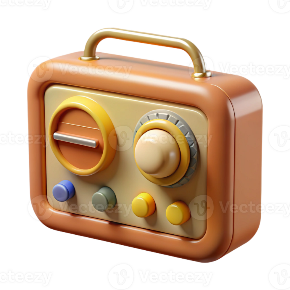 striking renaissance Concept art style, isolated cutout of a vintage radio with dials and knobs, hyper-specific with Transparent Background 4K png