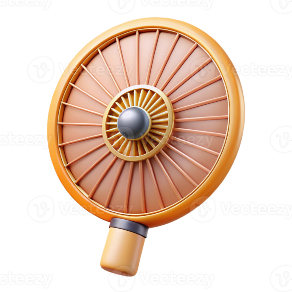 picturesque whimsical contemporary Photorealistic, ultra-detailed, isolated cutout of a vintage handheld fan with Transparent Background precision png
