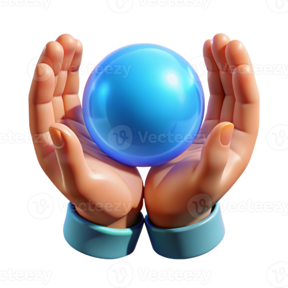 quintessential impressionist A pair of cupped hands holding a glowing orb of energy with Transparent Background detailed png