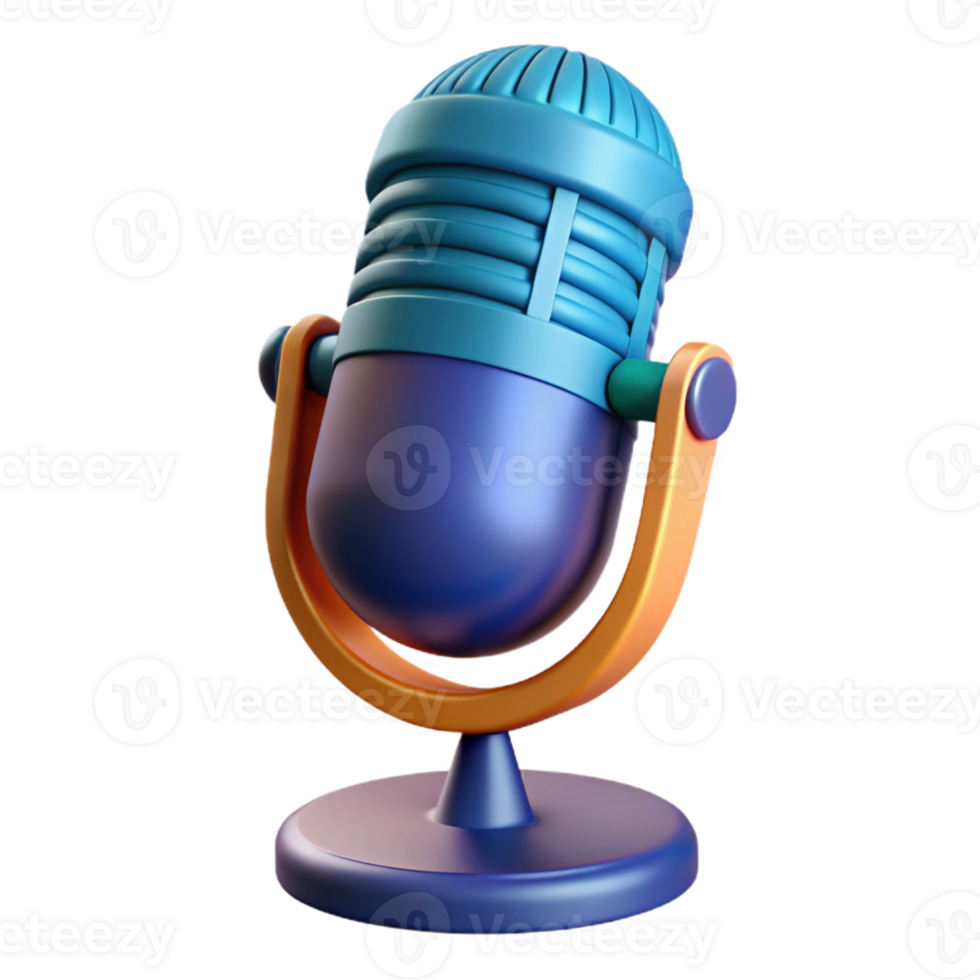 extraordinary reflective modern Professional microphone for recording audio with Transparent Background high quality png