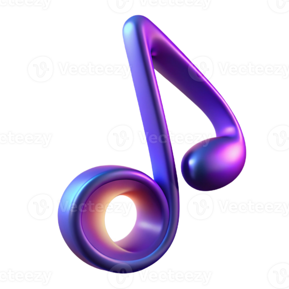serene tranquil contemporary A single musical note formed by a ribbon of light with Transparent Background detailed png