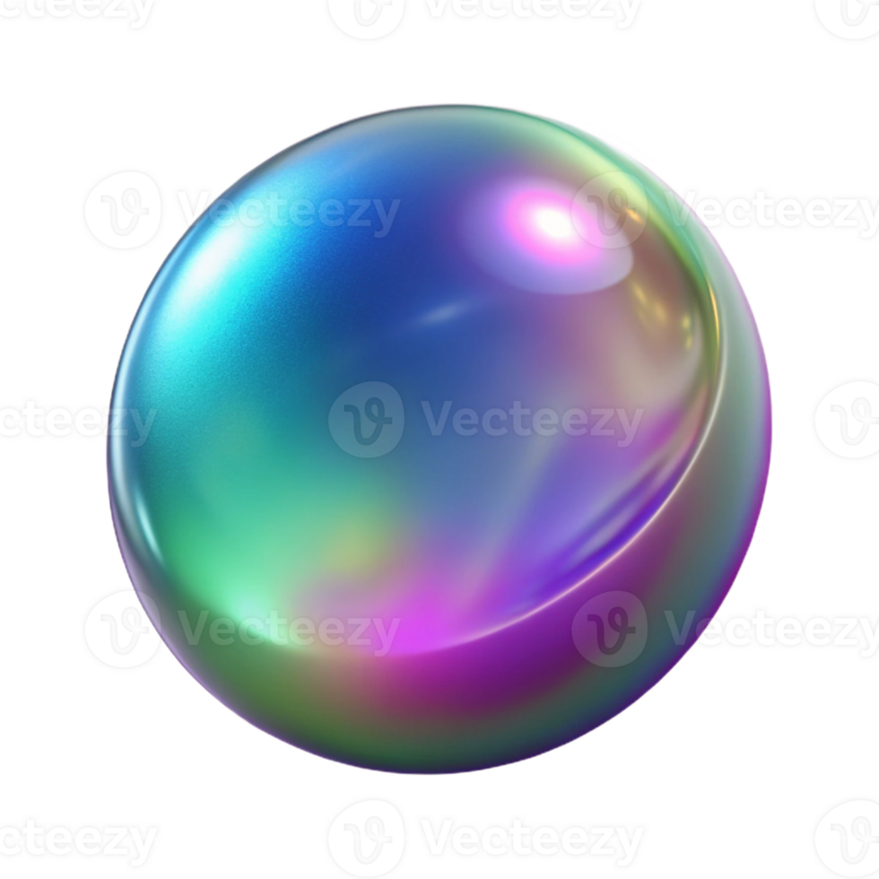 radiant creative Photorealistic, ultra-detailed, isolated cutout, hyper-specific professional render of a single, iridescent oil slick bubble with Transparent Background original png
