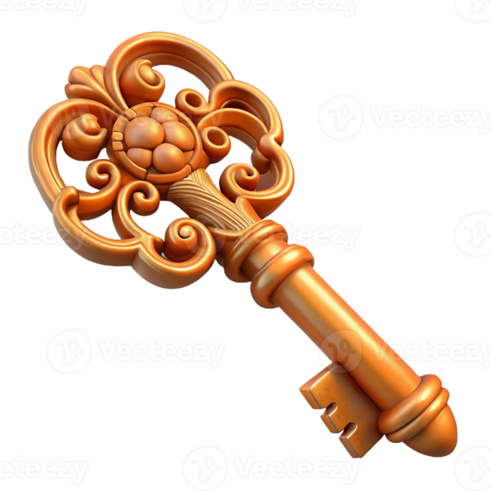 wonderful mysterious coastal A vintage key with intricate carvings and embellishments with Transparent Background 8K png
