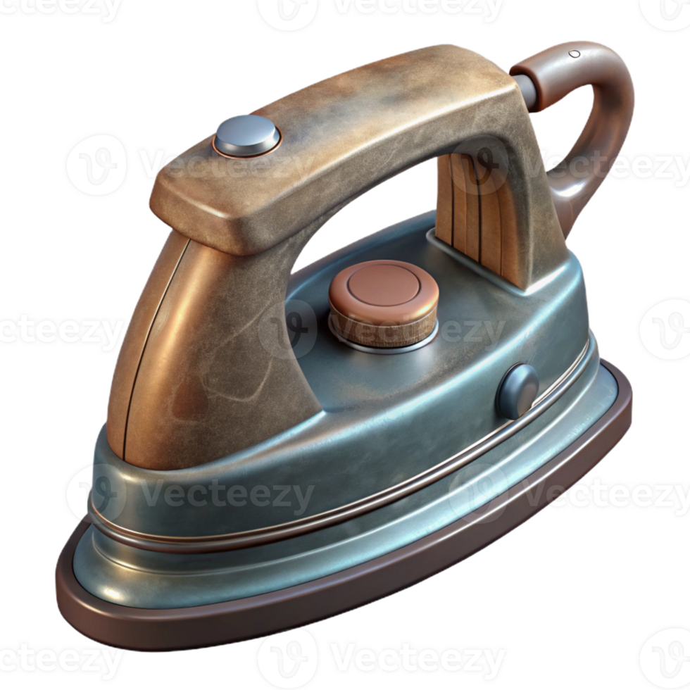 splendid playful rustic Photorealistic, ultra-detailed isolated cutout of a vintage iron with Transparent Background ultra HD png