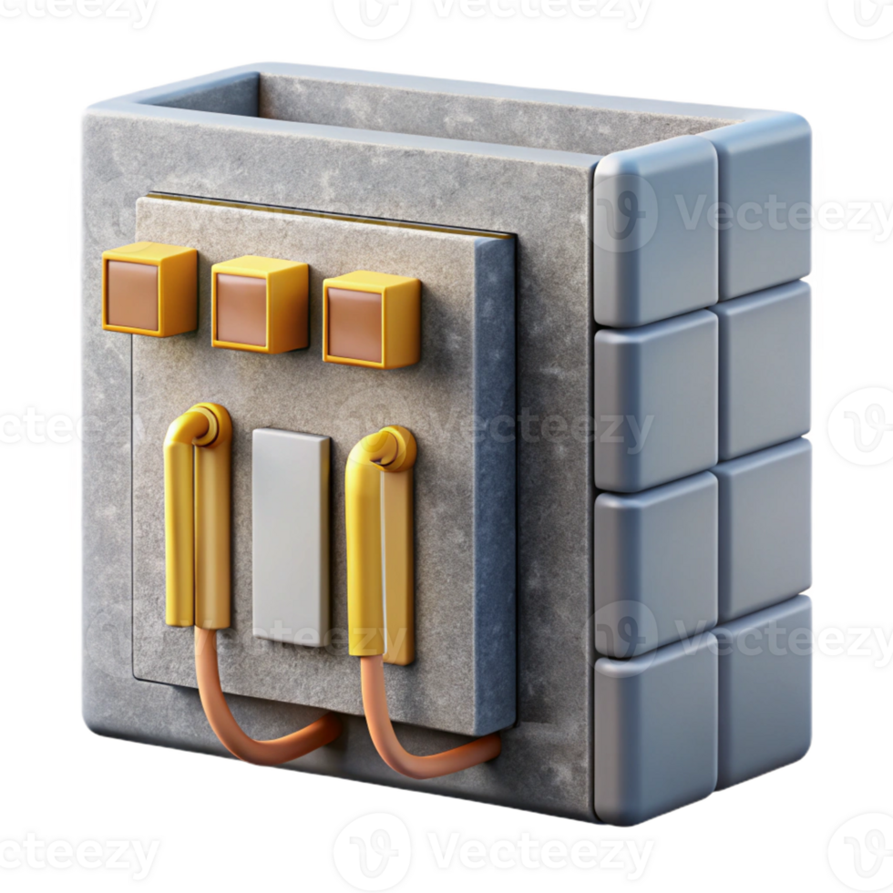 striking dramatic artistic Concept art style, isolated cutout of a modular, prefabricated concrete wall panel with integrated wiring with Transparent Background impeccable png