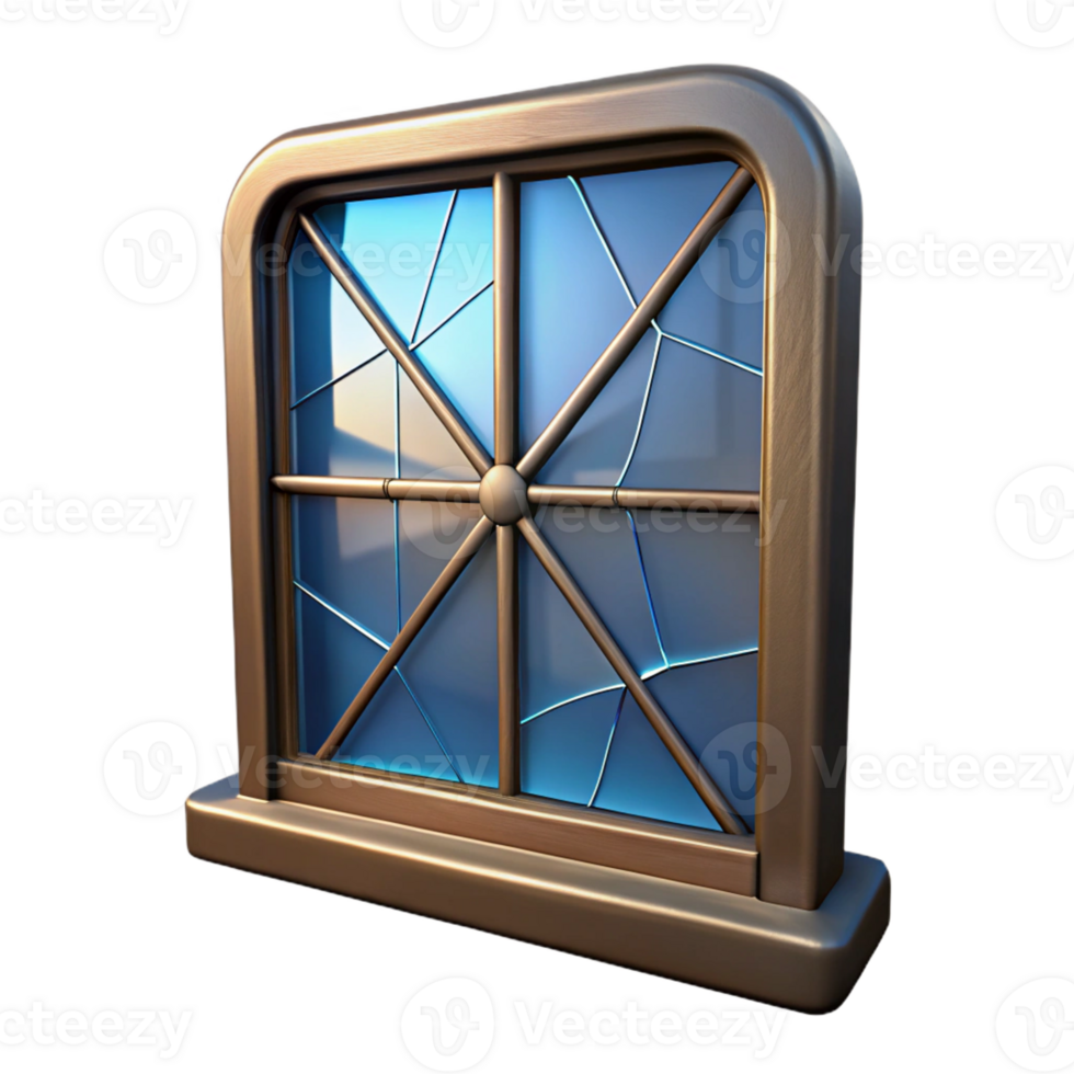 unparalleled gothic Photorealistic, ultra-detailed isolated cutout of a single, cracked, stained glass window pane with Transparent Background professional png