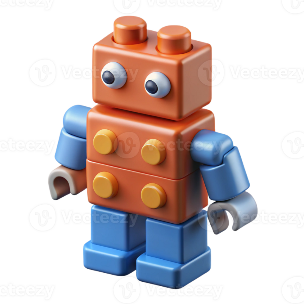 whimsical stunning Concept art style, isolated cutout of a self-assembling, robotic brick with Transparent Background exclusive png