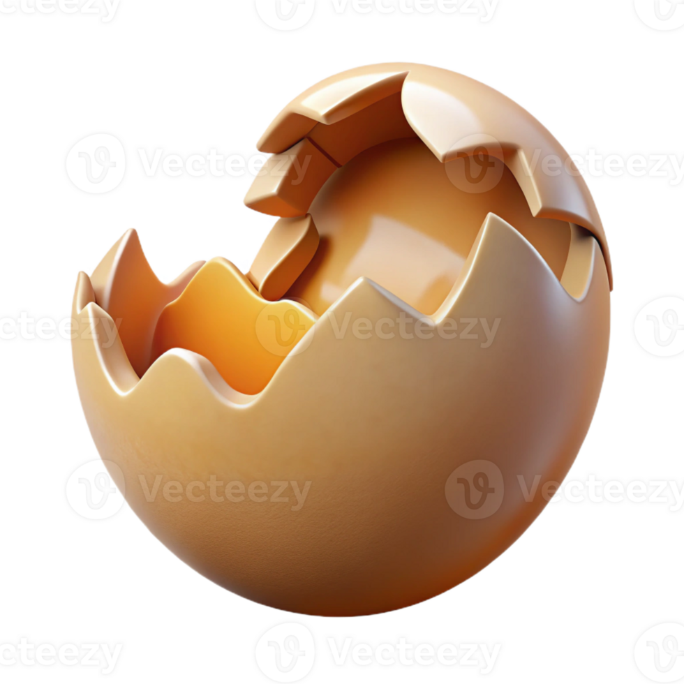 immaculate sought-after Photorealistic, professional render, isolated cutout, hyper-specific single, cracked eggshell with Transparent Background png