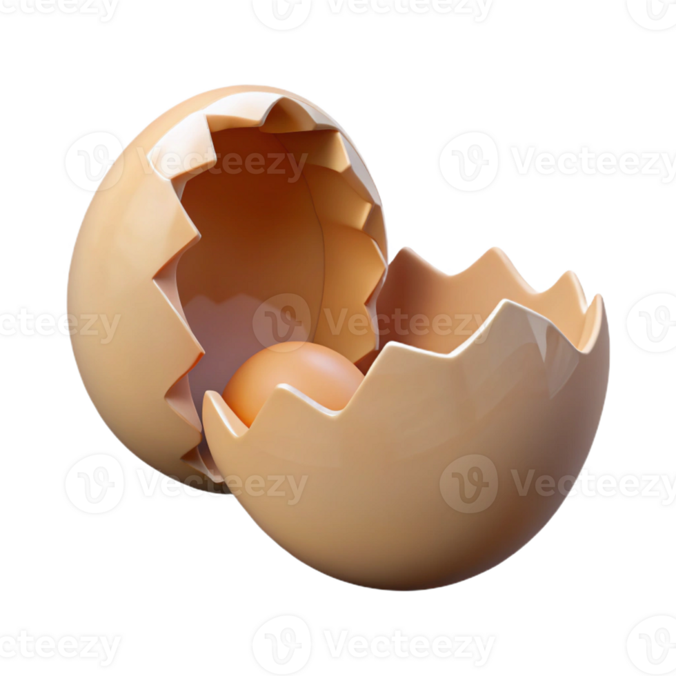 unparalleled modern Photorealistic, professional render, isolated cutout, hyper-specific single, cracked eggshell with Transparent Background 4K png