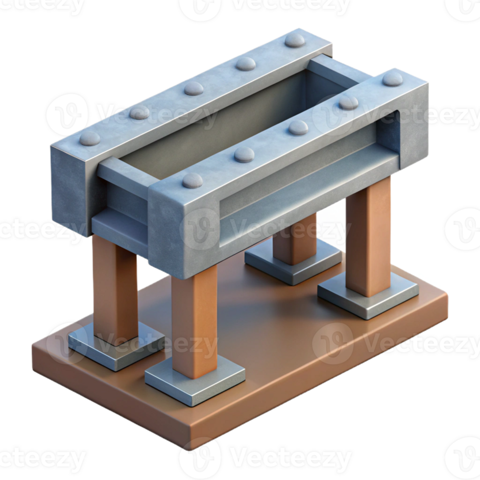 standout geometric Hyper-specific professional render of a single, concrete structural support beam with exposed rebar Isolated cutout with Transparent Background ultra HD png