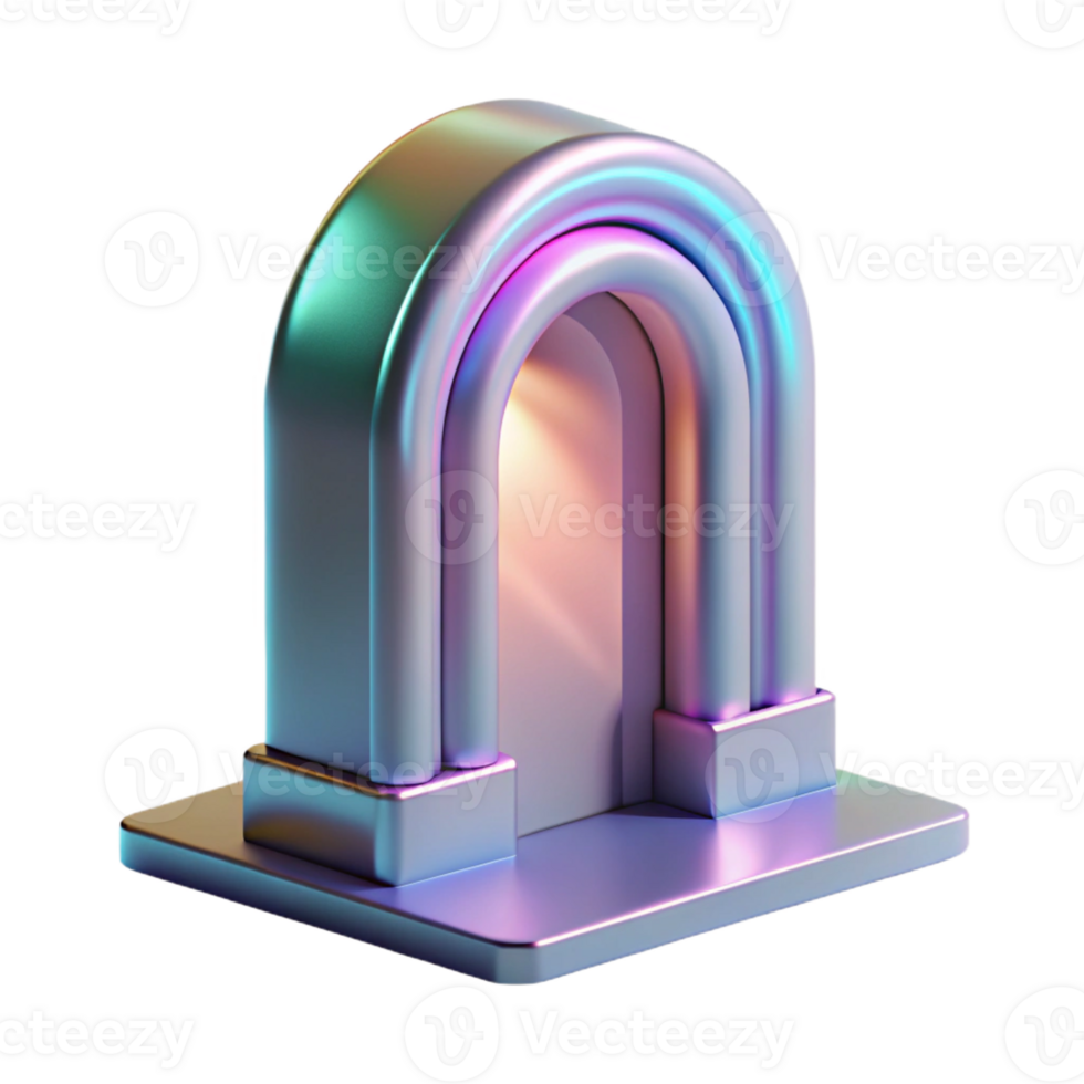 mesmerizing tropical Concept art style, isolated cutout of a holographic architectural projection of a doorway with Transparent Background precision png