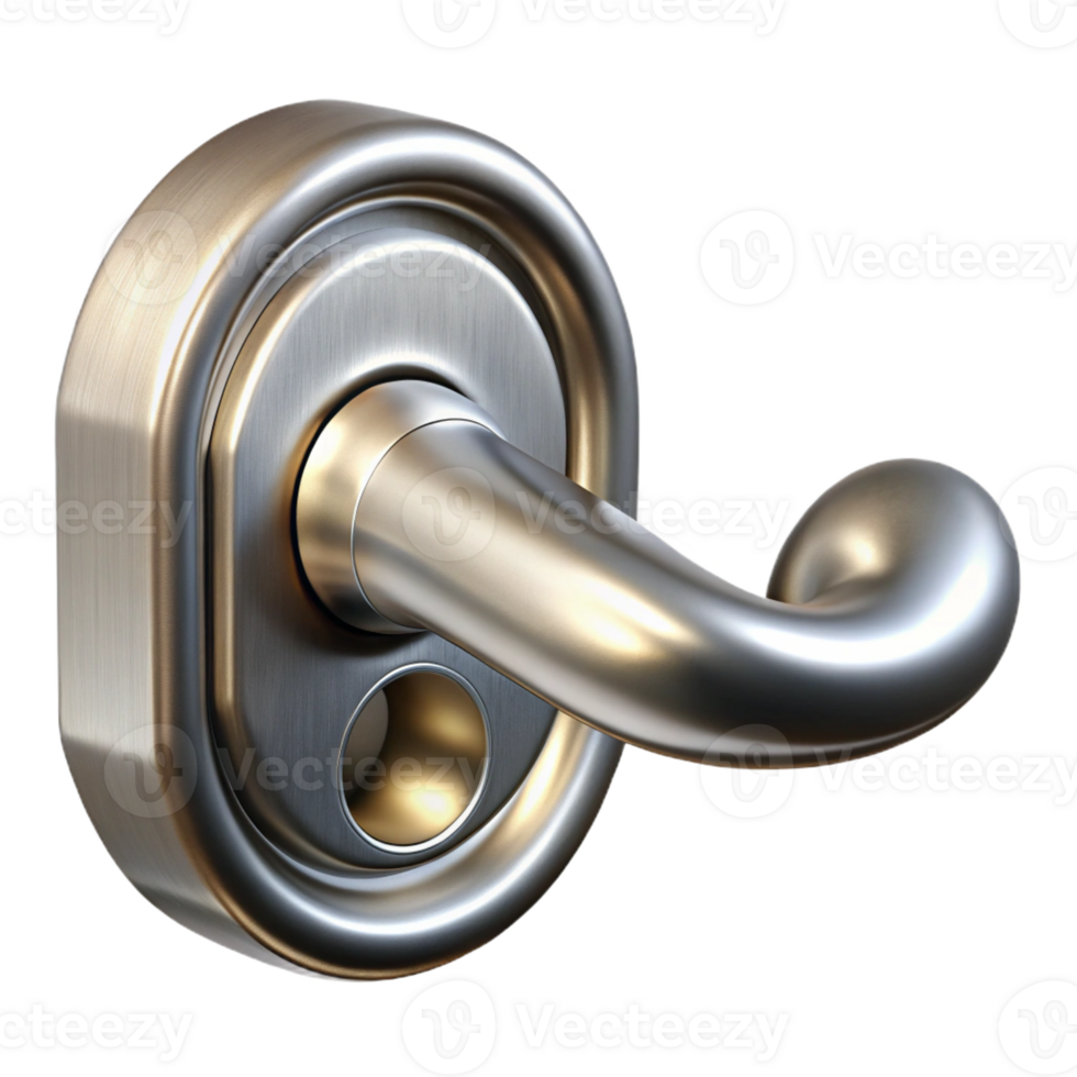 passionate captivating Photorealistic, ultra-detailed isolated cutout of a single, tarnished, silver door handle with Transparent Background studio quality png