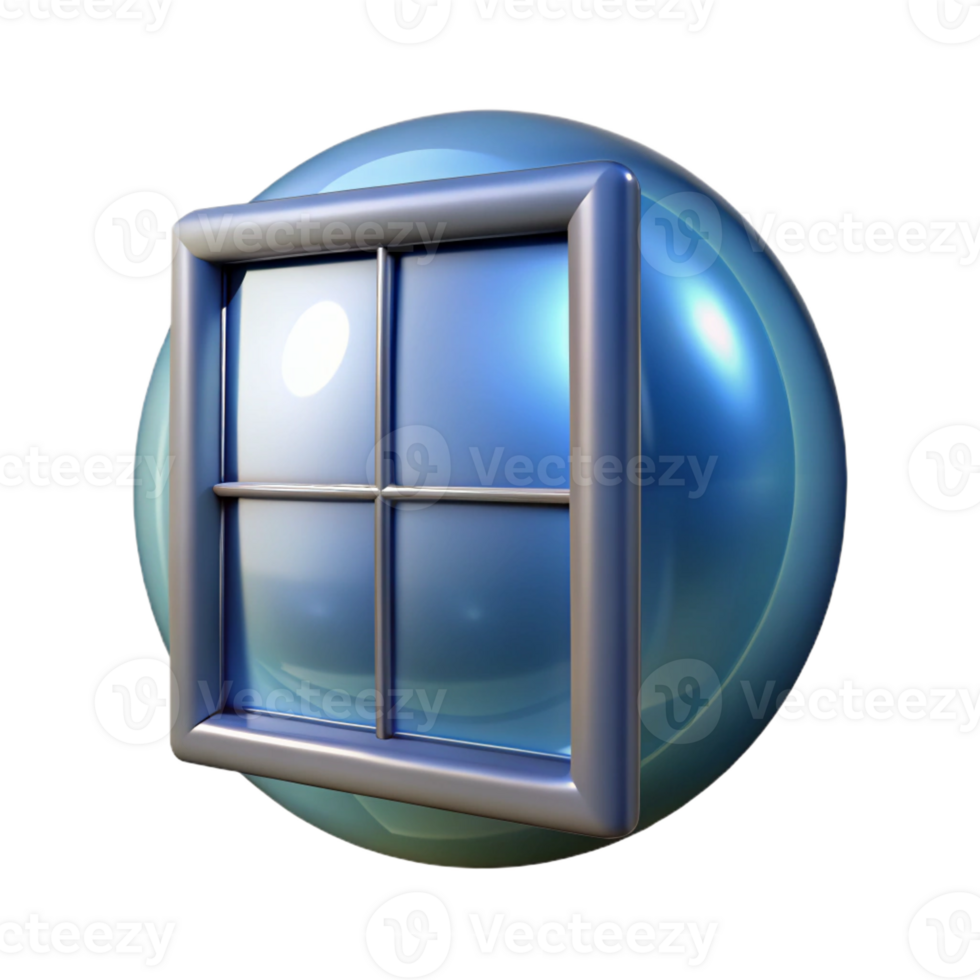 serene celebrated Hyper-specific professional render of a single, hand-blown glass window pane with a bubble texture Isolated cutout with Transparent Background png
