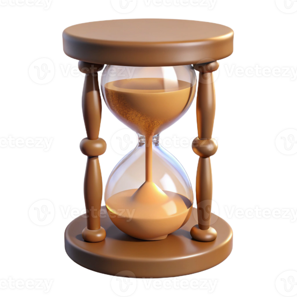 spectacular joyful urban A vintage hourglass filled with flowing sand with Transparent Background museum quality png