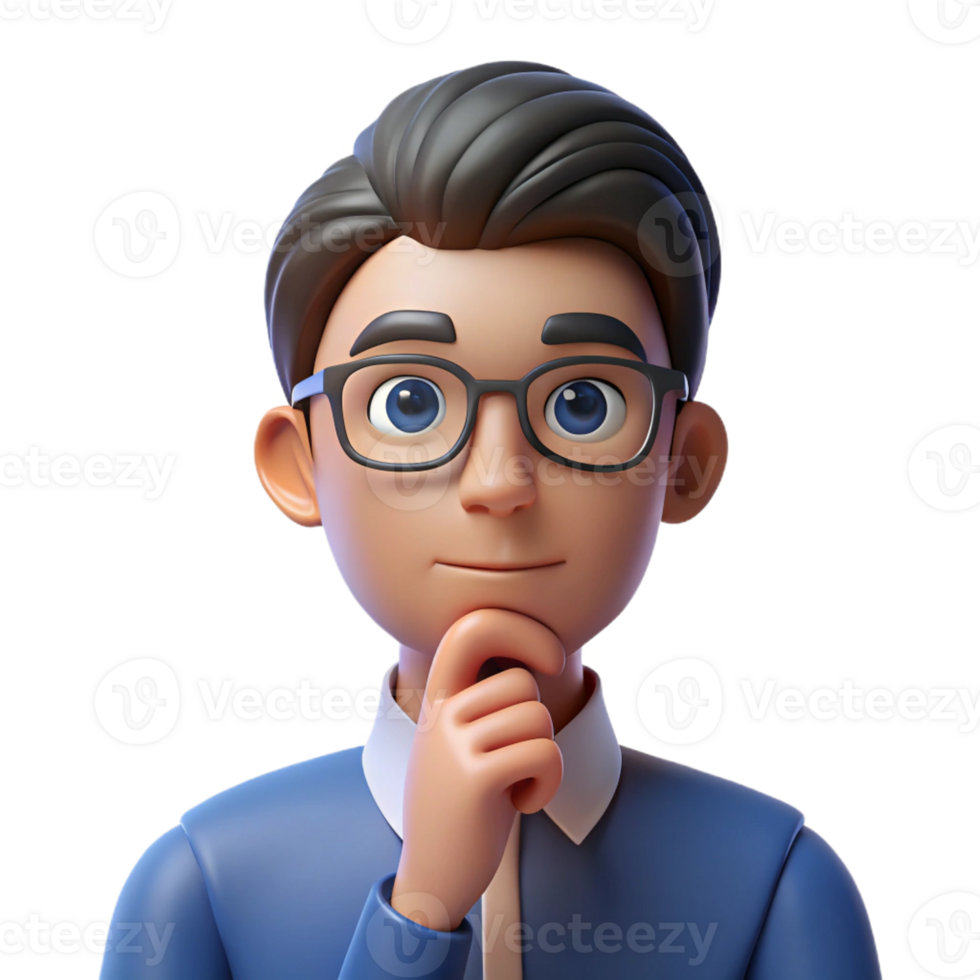 unparalleled impressionist Portrait of a thinking teacher, with Transparent Background flawless png