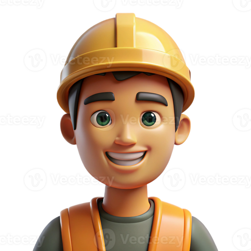 unforgettable industrial Portrait of a smiling construction worker, with Transparent Background 4K png