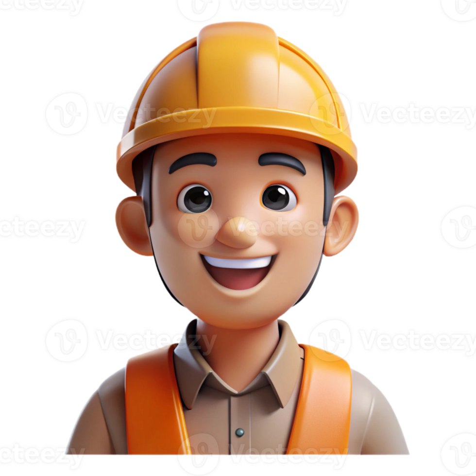 wonderful nostalgic artistic Portrait of a smiling construction worker, with Transparent Background museum quality png