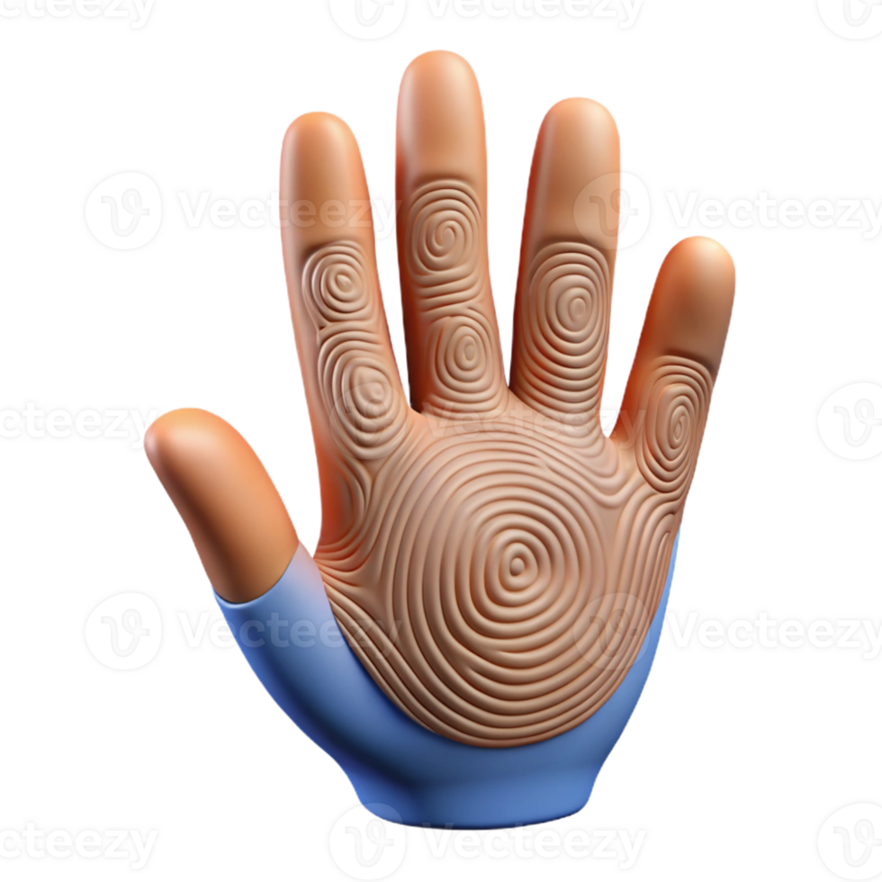 passionate glorious Photorealistic, professional render, isolated cutout, hyper-specific single, human hand with detailed fingerprints with Transparent Background high quality png