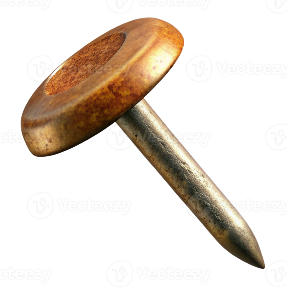 serene rustic Photorealistic, ultra-detailed isolated cutout of a single, rusty nail with Transparent Background impeccable png