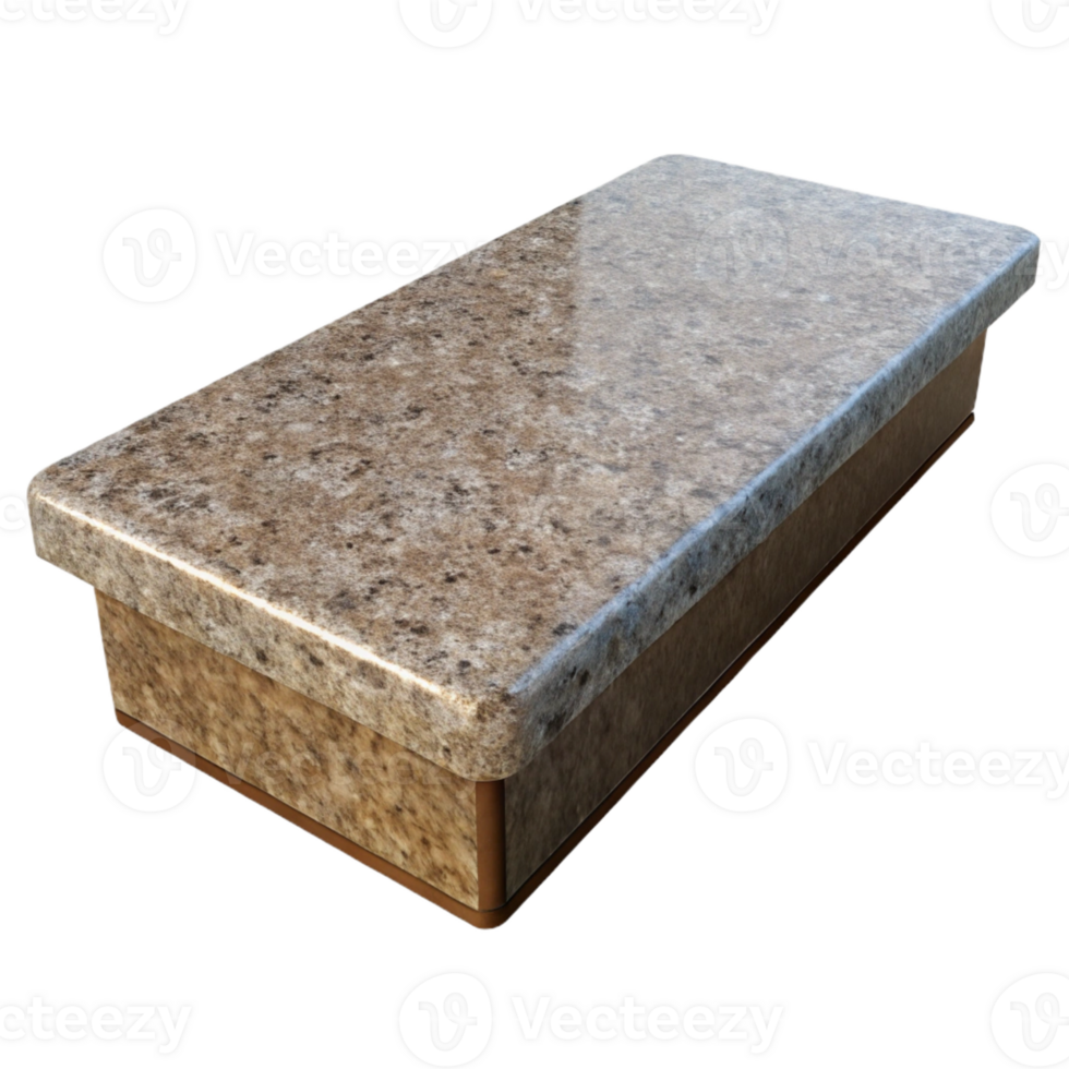 gorgeous nostalgic tropical Hyper-specific professional render of a single, granite countertop slab with a polished finish Isolated cutout with Transparent Background studio quality png