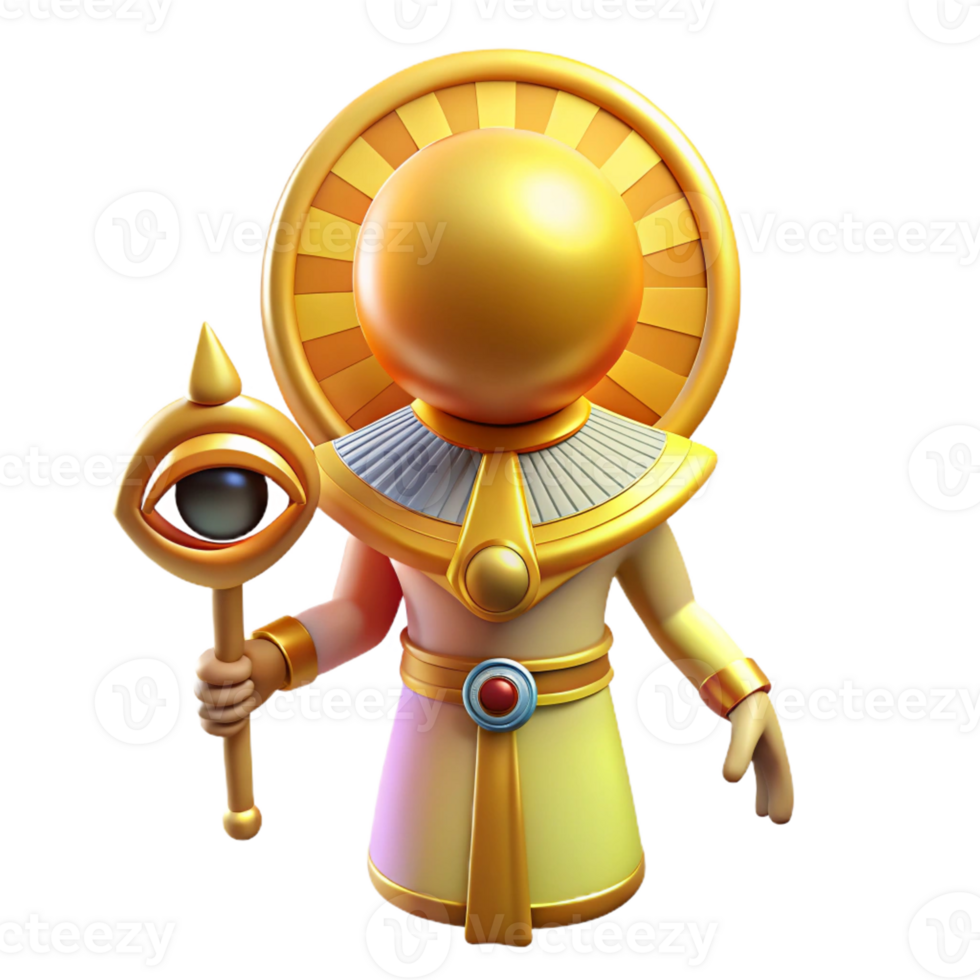 playful striking Ra, Egyptian sun god with Transparent Background refined png
