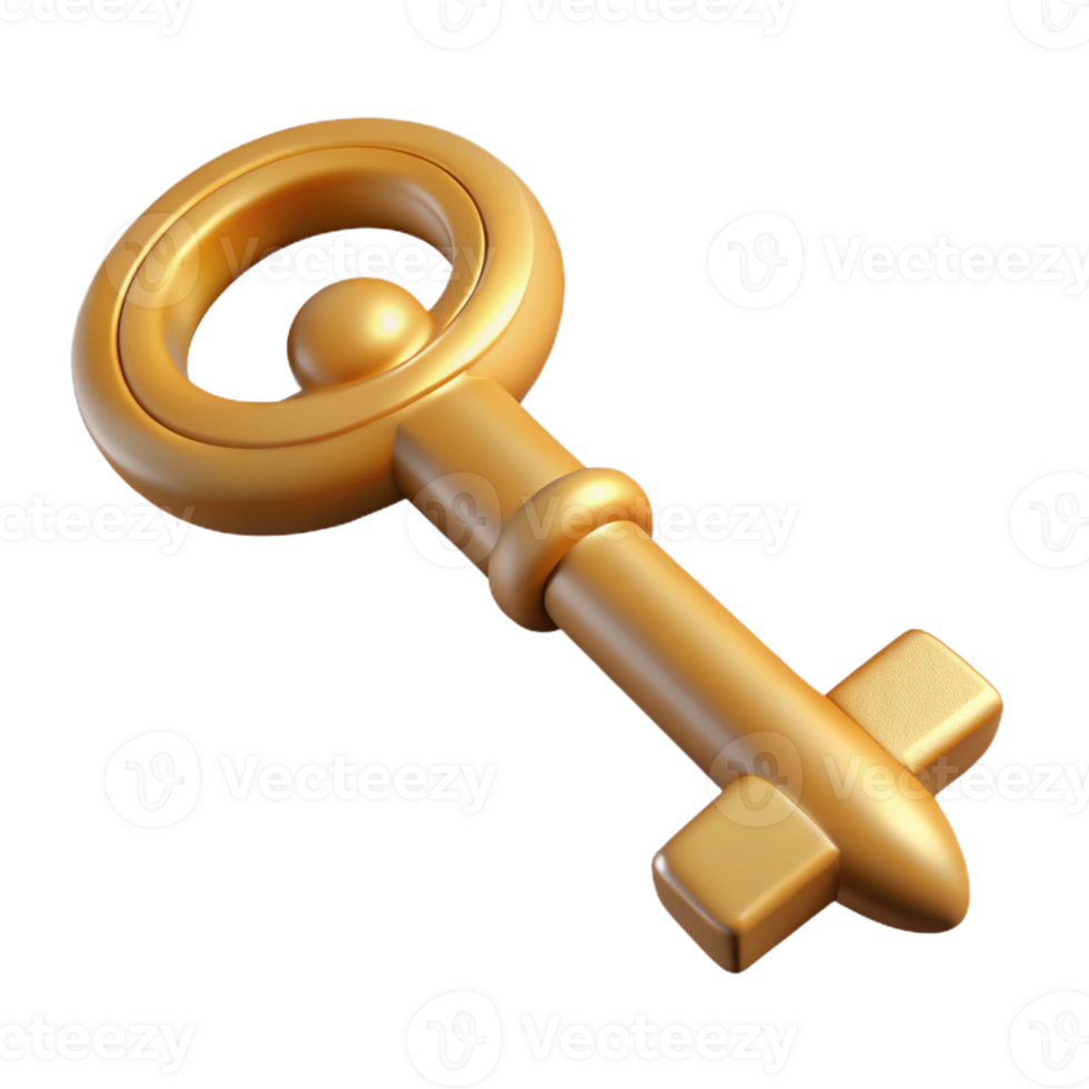 vibrant timeless Photorealistic, professional render, isolated cutout, hyper-specific single, key with intricate carvings with Transparent Background png