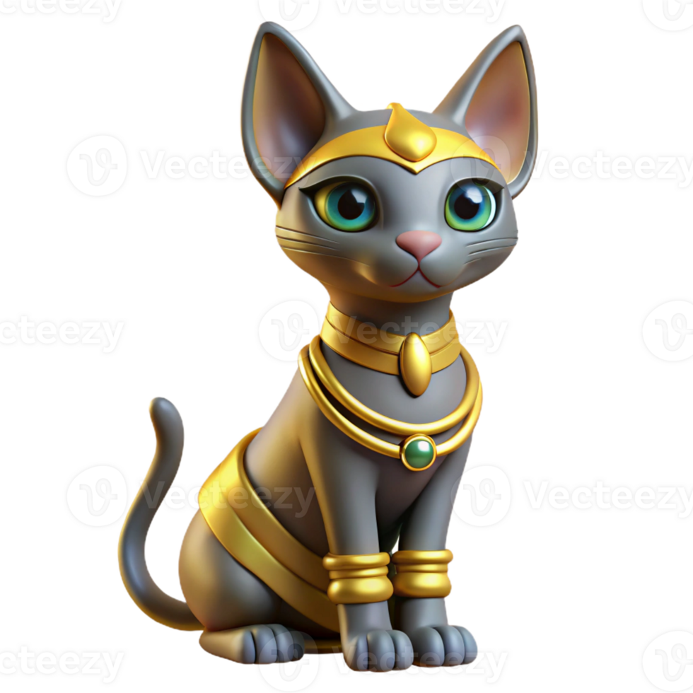 radiant retro Bastet, Egyptian cat goddess with Transparent Background premium png