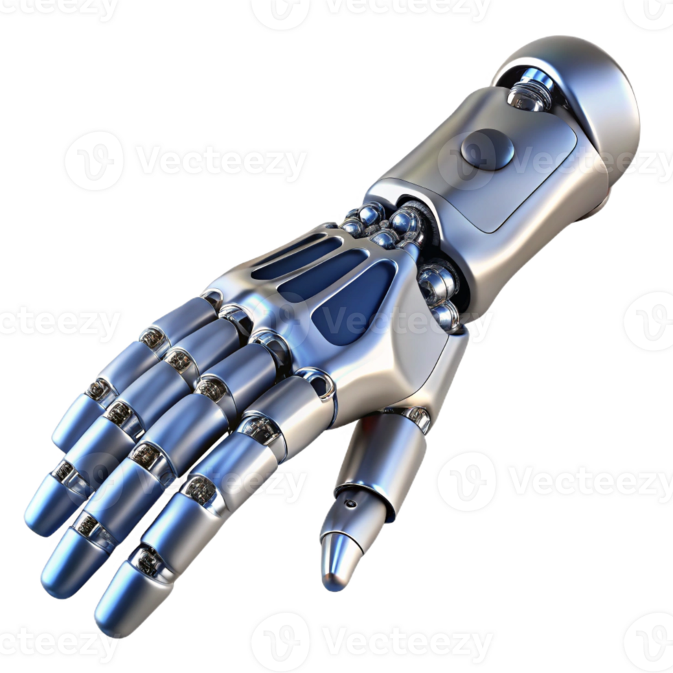 wonderful energetic baroque Photorealistic, ultra-detailed, hyper-specific professional render of a biomechanical prosthetic arm, isolated cutout with Transparent Background studio quality png