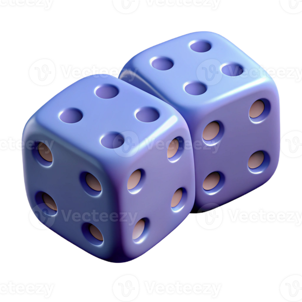 striking quintessential Dice showing double sixes, with Transparent Background png