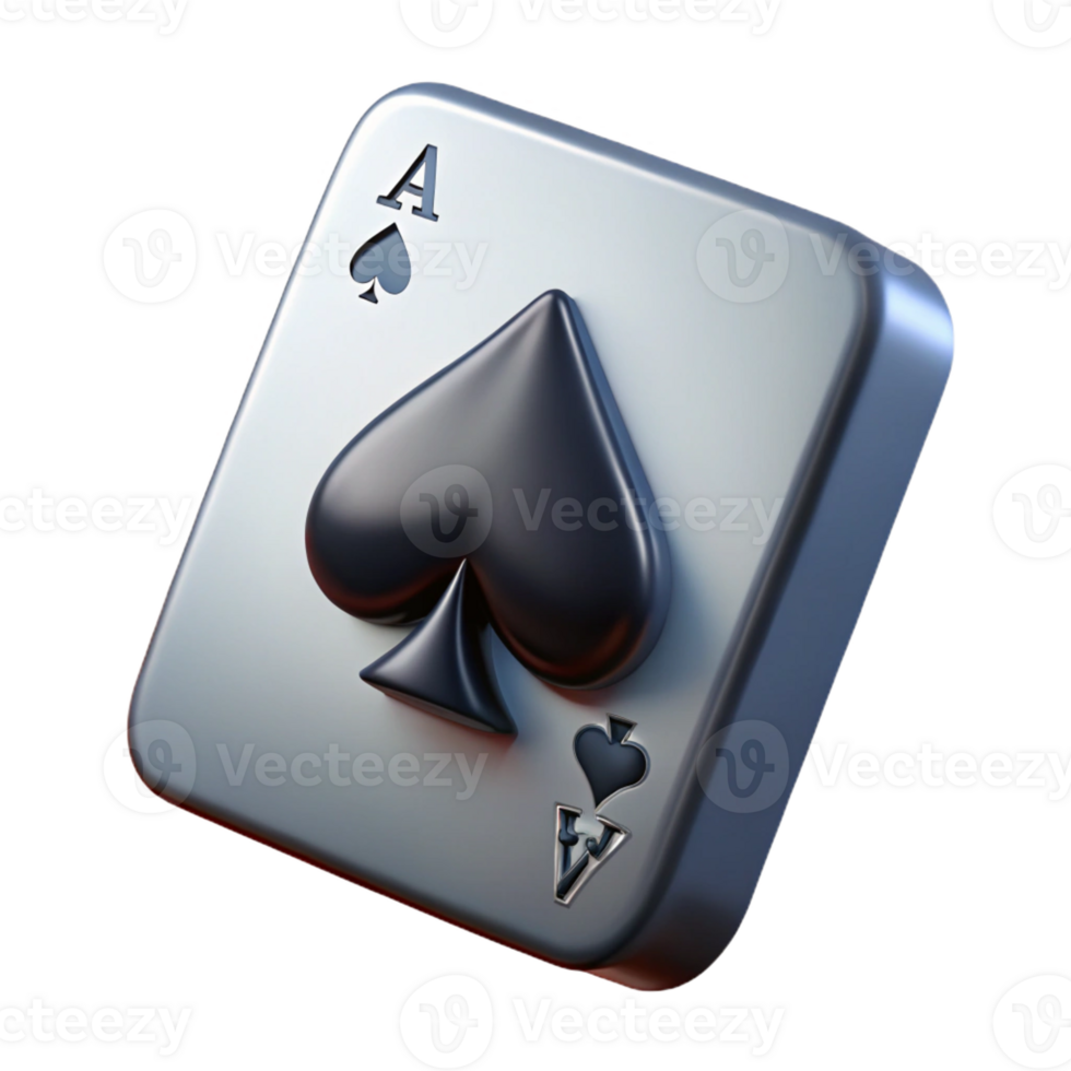 striking melancholic bohemian Single playing card, Ace of Spades, with Transparent Background professional png