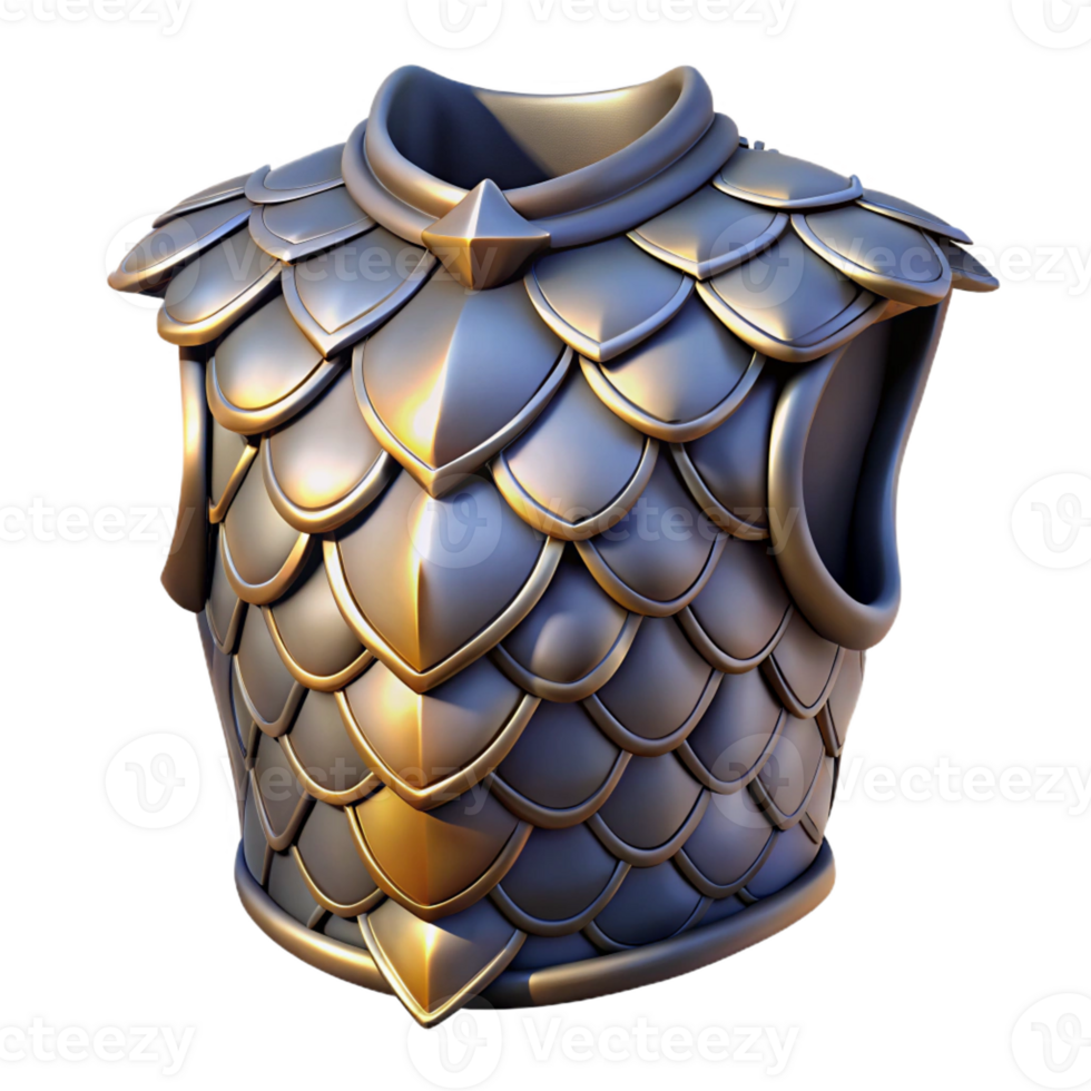 striking memorable Hyper-specific, concept art style, professional render of an isolated cutout, intricately designed dragon scale armor breastplate with Transparent Background png