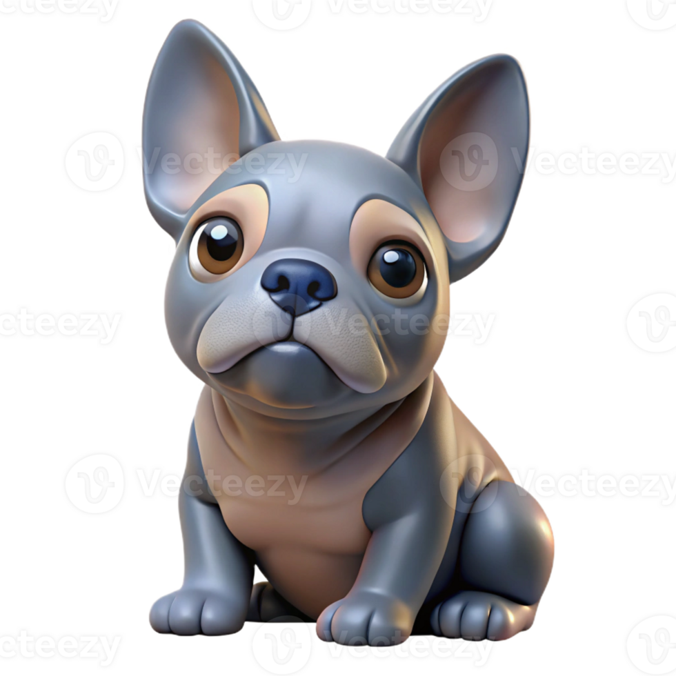 remarkable classic Ultra-detailed, photorealistic professional render of an isolated cutout of a single French bulldog puppy, sitting, tilting head with Transparent Background gallery standard png
