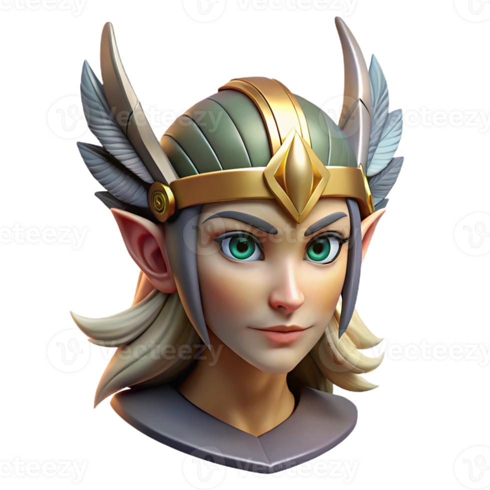 playful captivating Hyper-specific, concept art style, professional render of an isolated cutout, female elf warrior's helmet with feathered plumes with Transparent Background sharp png