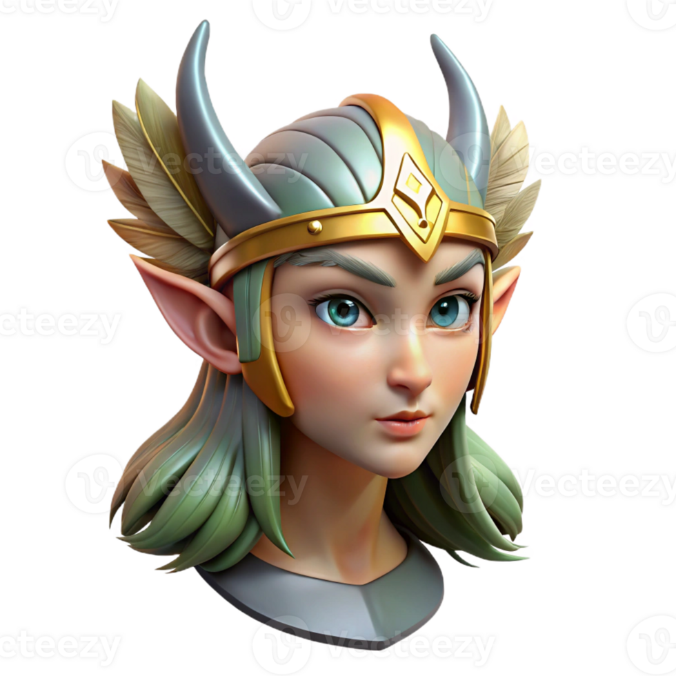 picturesque sought-after Hyper-specific, concept art style, professional render of an isolated cutout, female elf warrior's helmet with feathered plumes with Transparent Background png