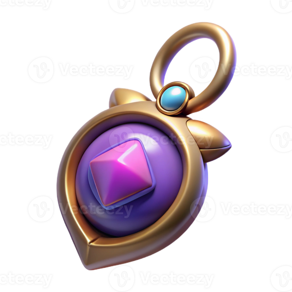standout creative Ultra-detailed, photorealistic isolated cutout of a single, enchanted amulet with a pulsating gemstone, professional render with Transparent Background handcrafted png