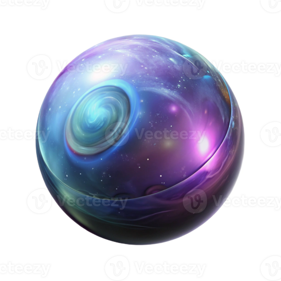 sought-after retro Photorealistic, ultra-detailed isolated cutout of a single, glowing magical orb with swirling nebulae inside, professional render with Transparent Background refined png
