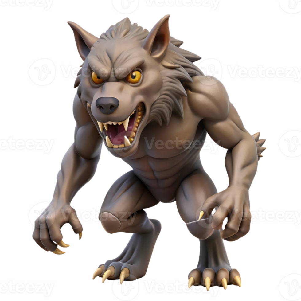 picturesque unparalleled A snarling werewolf, sharp claws, fur bristling with Transparent Background png